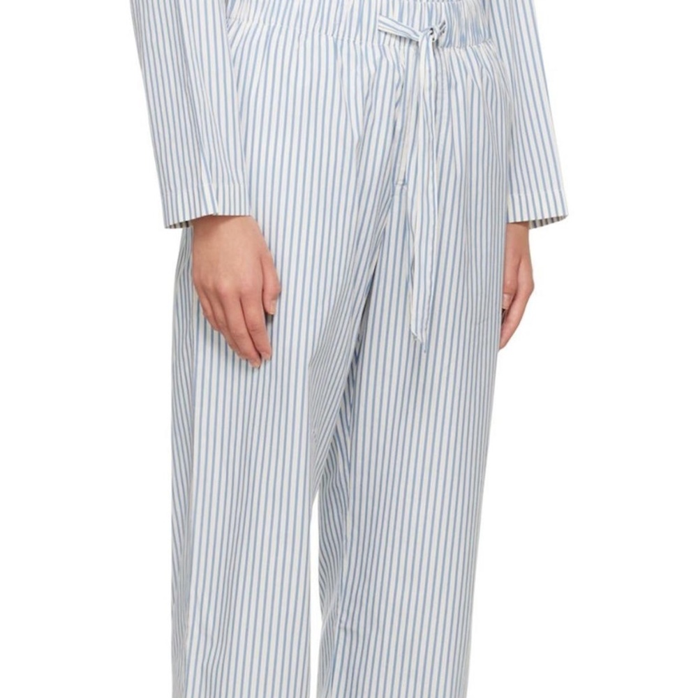 TEKLA White & Blue Drawstring Pants Sz M